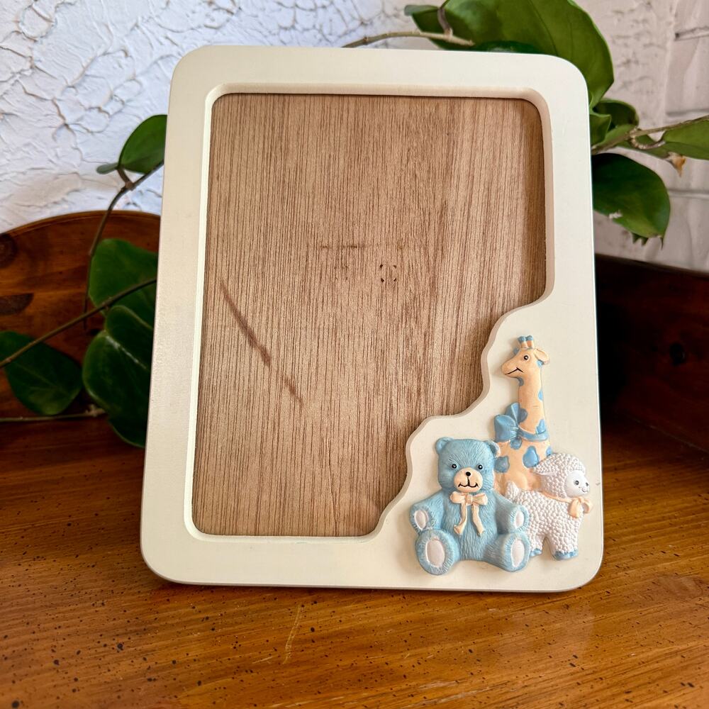 Vintage House of Lloyd 1989 Baby Picture Frame Teddy Bear Giraffe Lamb Nursery